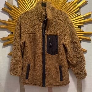 Patagonia Cozy Brown Sherpa Jacket with Black Accents